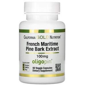 California Gold Nutrition, French Maritime Pine Bark Extract, Oligopin, 100 mg, 60 Veggie Capsules - Supply Center USA