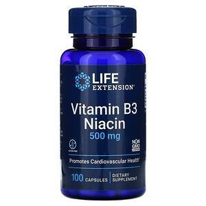 Life Extension, Vitamin B3 Niacin, 500 mg, 100 Capsules - Supply Center USA