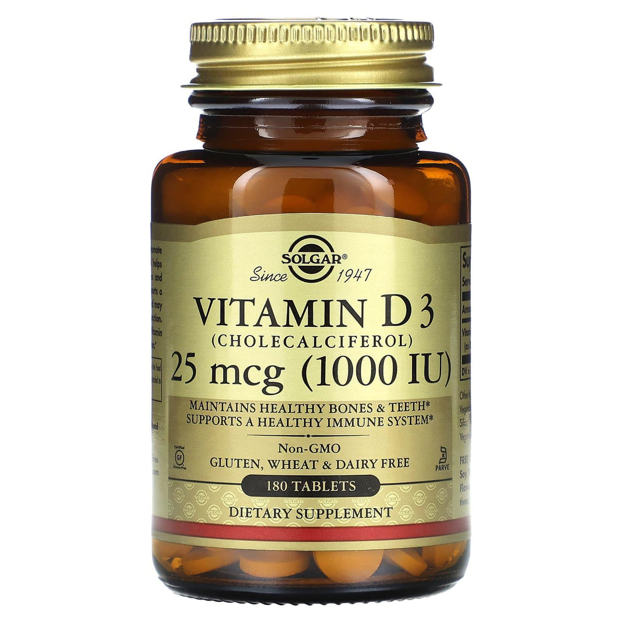 Solgar, Vitamin D3, 25 mcg (1,000 IU), 180 Tablets - Supply Center USA