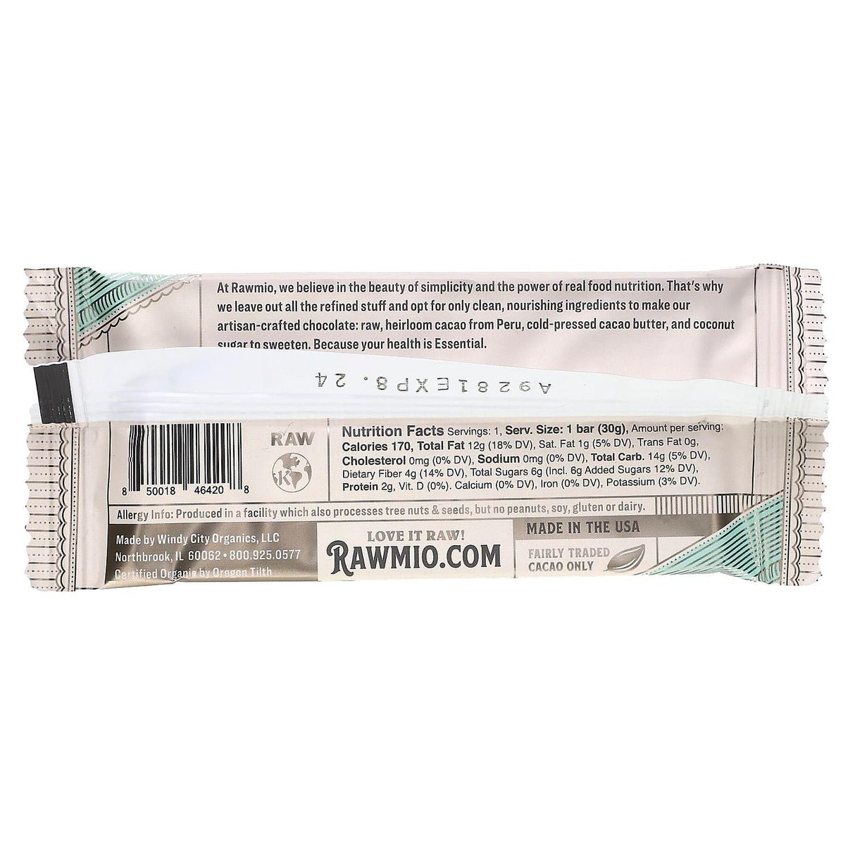 Rawmio, Essential Bar, Organic Raw Chocolate, 100% Cacao, Unsweetened, 1.1 oz (30 g) - Supply Center USA