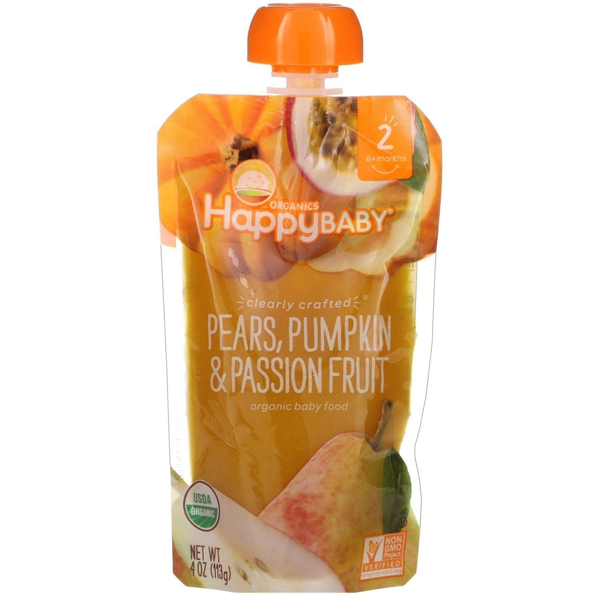 Happy Family Organics, Happy Baby, Organic Baby Food, 6+ Months, Pears, Pumpkin, & Passion Fruit, 4 oz (113 g) - Supply Center USA