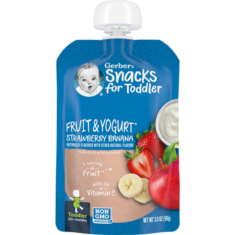 Gerber, Snacks for Toddler, 12+ Months, Fruit & Yogurt, Strawberry Banana, 3.5 oz (99 g) - Supply Center USA