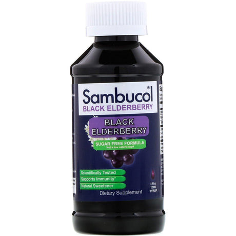 Sambucol, Black Elderberry Syrup, Sugar Free Formula, 4 fl oz (120 ml) - Supply Center USA