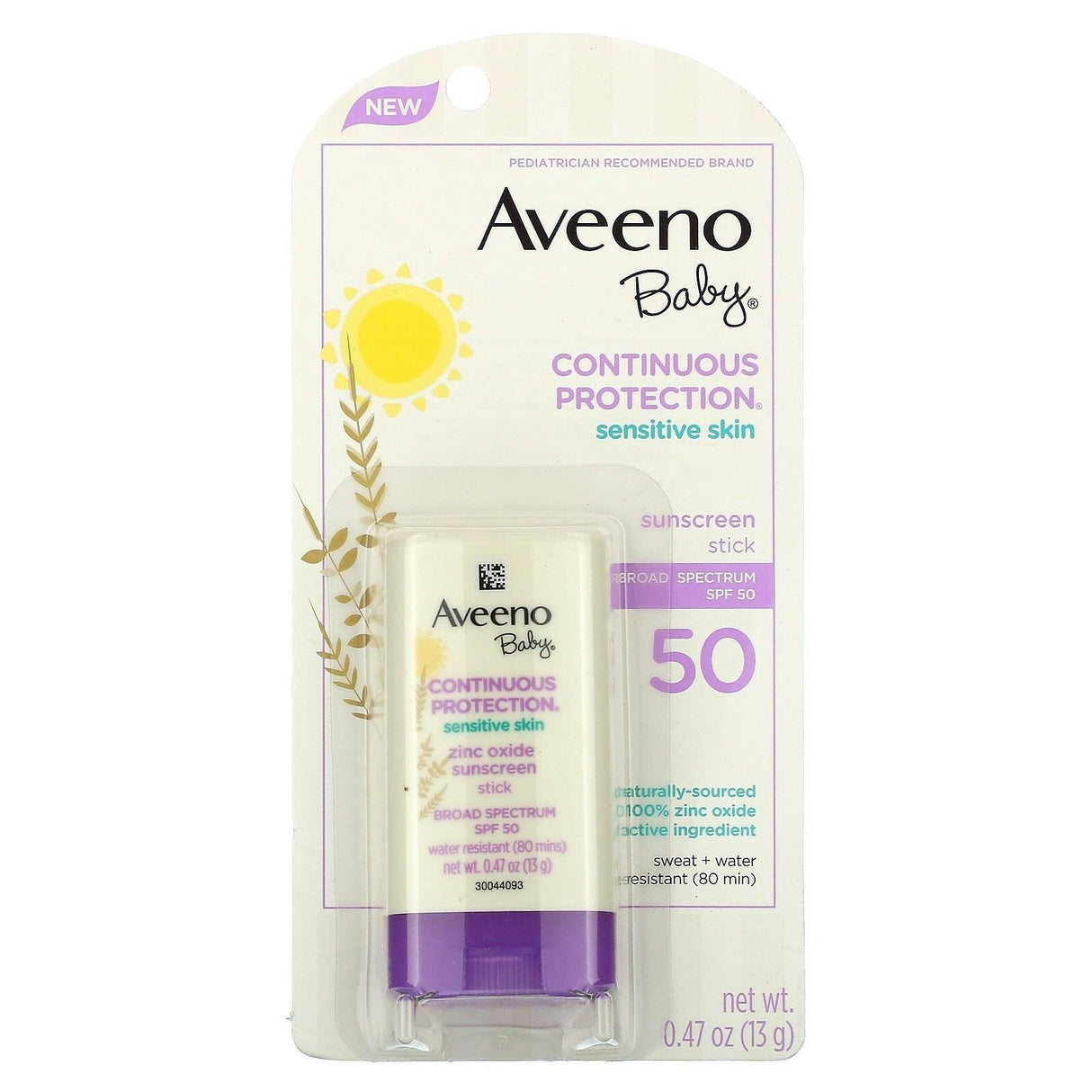 Aveeno, Baby, Zinc Oxide Sunscreen Stick, SPF 50, Fragrance-Free, 0.47 oz (13 g) - Supply Center USA