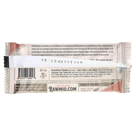 Rawmio, Essential Bar, Organic Raw Chocolate, 72% Cacao, Keto, 1.1 oz (30 g) - Supply Center USA