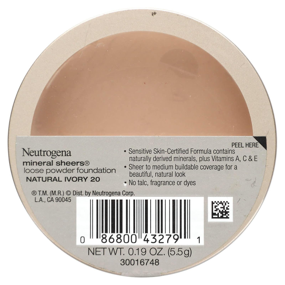 Neutrogena, Mineral Sheers Loose Powder Foundation, Natural Ivory 20, 0.19 oz (5.5 g) - Supply Center USA