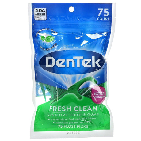 DenTek, Complete Clean, Easy Reach Floss Picks, Mouthwash Blast, 75 Floss Picks - Supply Center USA