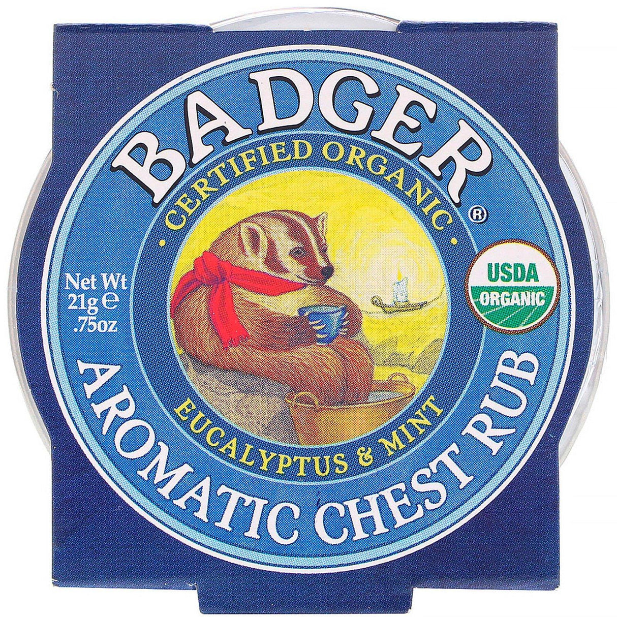 Badger Company, Organic, Aromatic Chest Rub, Eucalyptus & Mint, .75 oz (21 g) - Supply Center USA