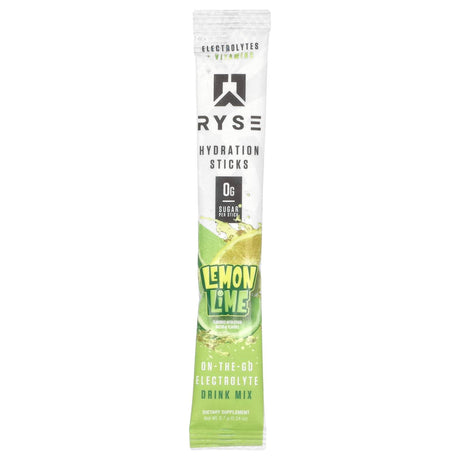 RYSE, Hydration, On-The-Go Electrolyte Drink Mix, Lemon Lime, 16 Sticks, 0.24 oz (6.7 g) Each - Supply Center USA