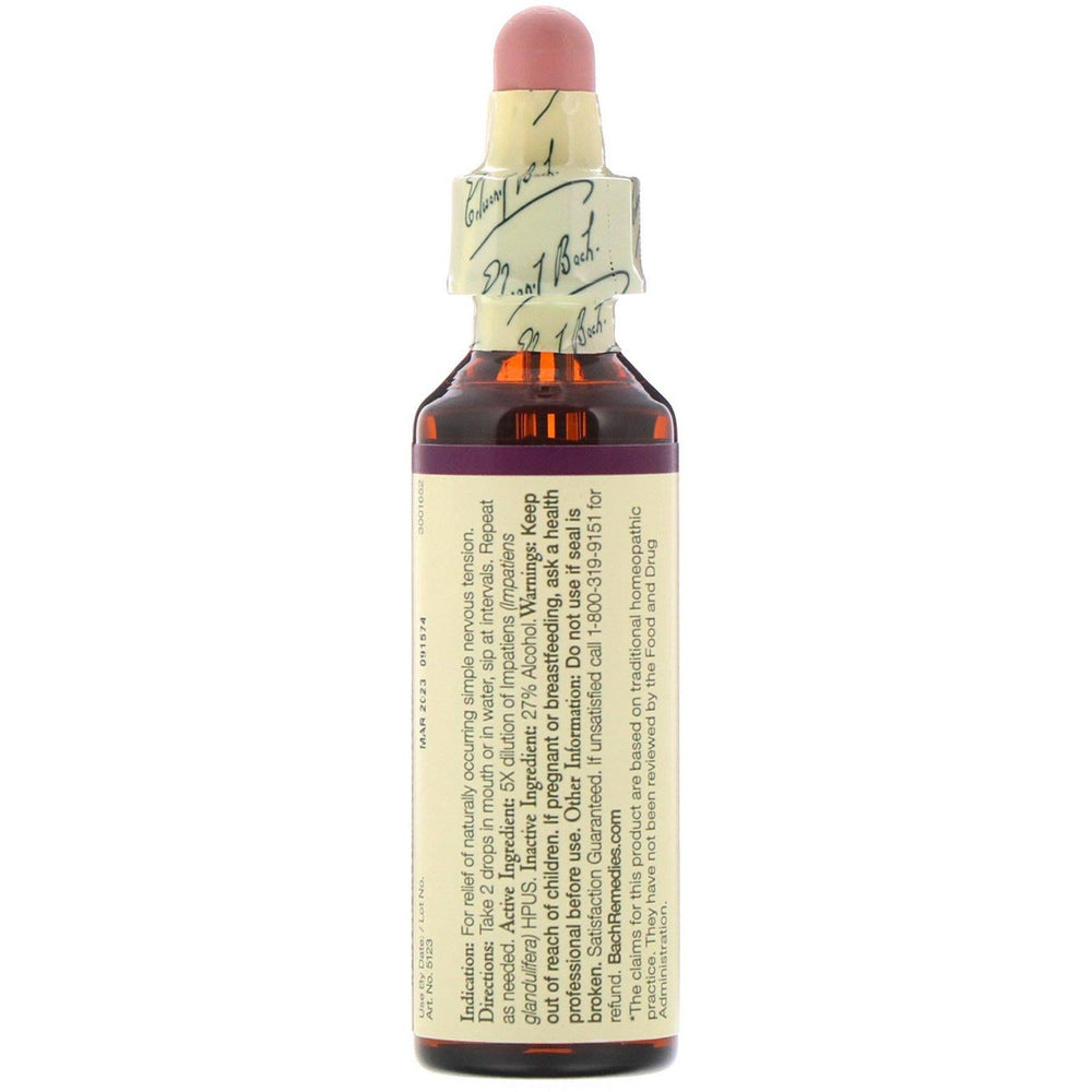 Bach, Original Flower Remedies, Impatiens, 0.7 fl oz (20 ml) - HealthCentralUSA