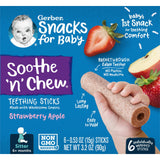 Gerber, Snacks for Baby, Soothe 'n' Chew, Teething Sticks, 6+ Months, Strawberry Apple, 6 Individually Wrapped Sticks, 0.53 oz (15 g) Each - Supply Center USA