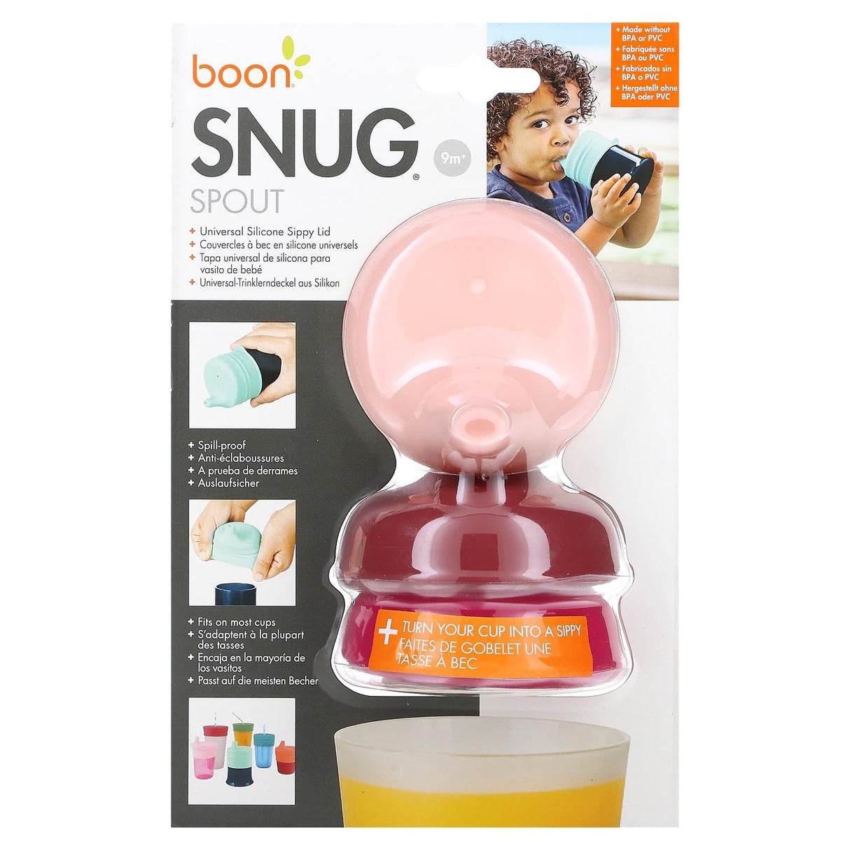 Boon, Snug Spout, Universal Sippy Lid, 9 Months +, 3 Lids - Supply Center USA