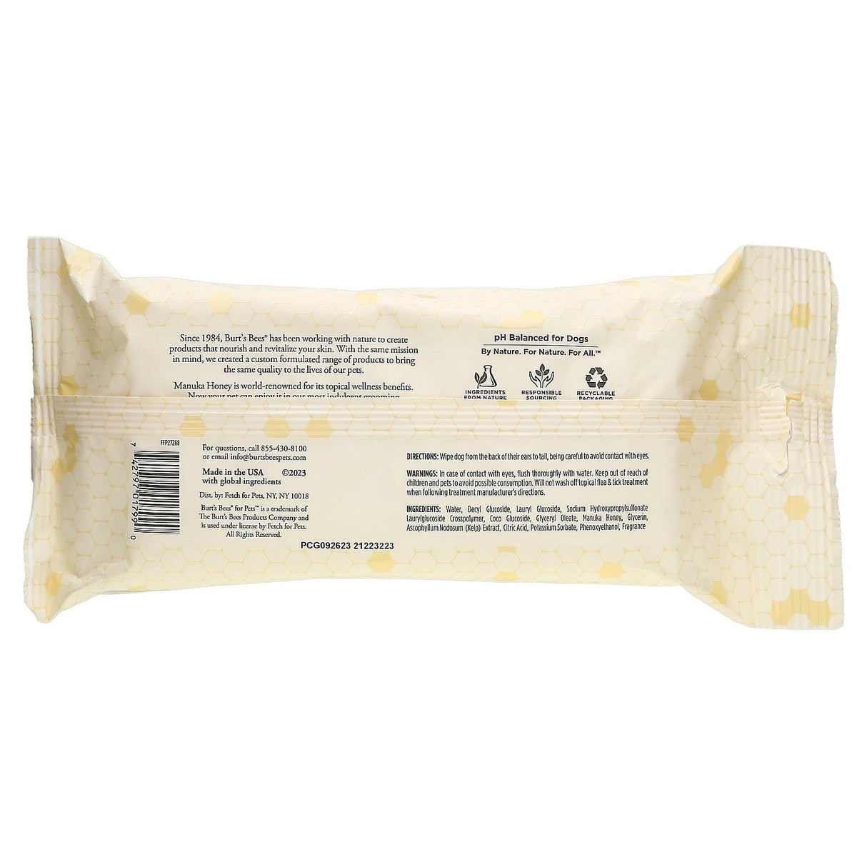 Burt's Bees, Manuka Honey Multipurpose Wipes with Kelp, For Dogs, Milk & Honey, 50 Wipes - Supply Center USA