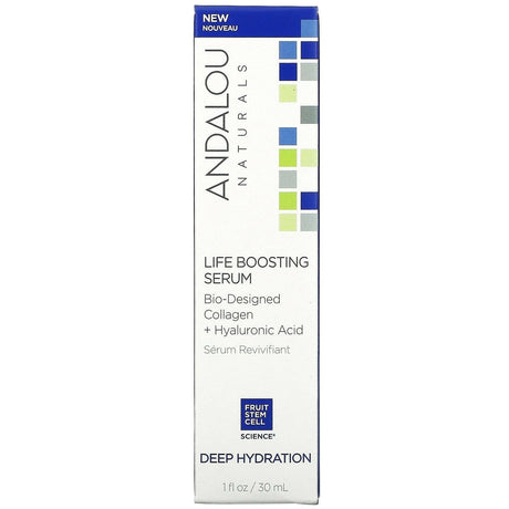 Andalou Naturals, Life Boosting Serum, Bio-Designed Collagen + Hyaluronic Acid, 1 fl oz (30 ml) - Supply Center USA