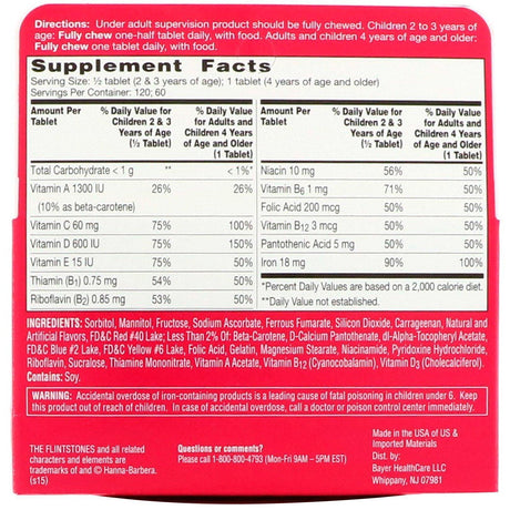 Flintstones, Children's Multivitamin with Iron, Fruit Flavors, 60 Chewable Tablets - Supply Center USA