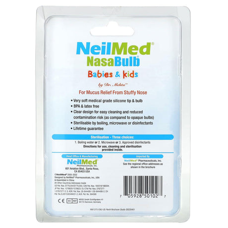 NeilMed, Babies & Kids, NasaBulb, Nasal Aspirator, 2 Aspirators, 1.69 oz (50 ml) Each - Supply Center USA