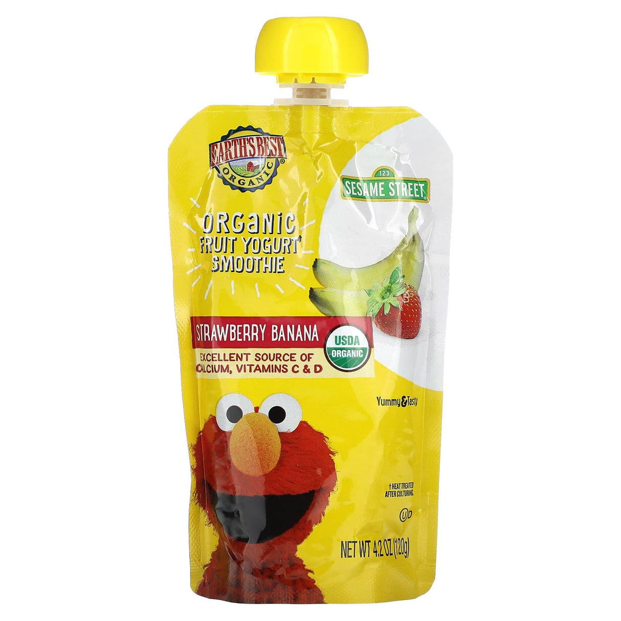 Earth's Best, Sesame Street, Organic Fruit Yogurt Smoothie, For Ages 2 and Up, Strawberry Banana, 4.2 oz (120 g) - Supply Center USA