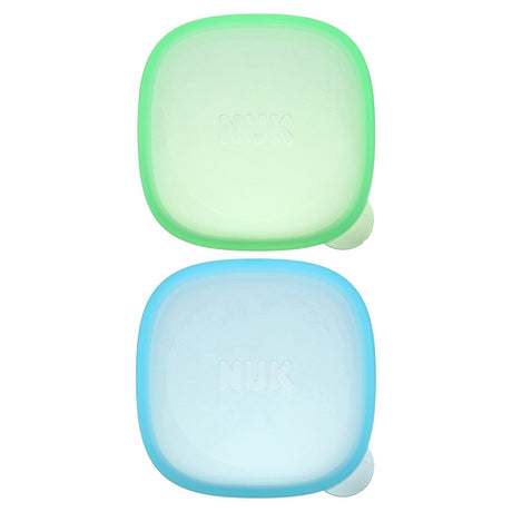 NUK, Suction Bowls, 6+ Months, Blue & Green, 2 Bowls + 2 Lids - Supply Center USA