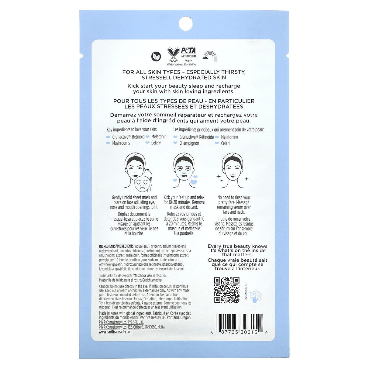 Pacifica, Wake Up Beautiful, Facial Beauty Mask, Granactive Retinoid, 1 Sheet Mask, 0.6 fl oz (18 ml) - Supply Center USA