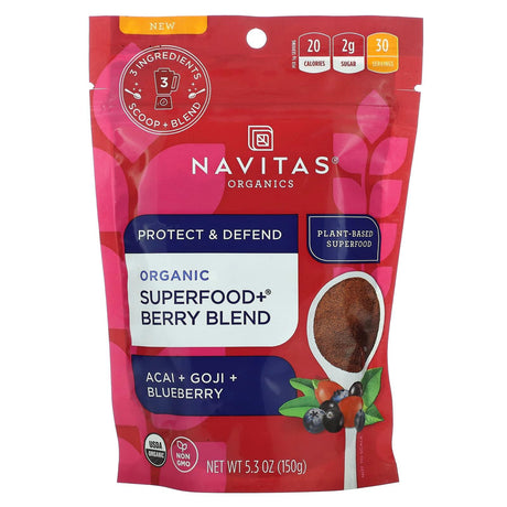 Navitas Organics, Organic Superfood+ Berry Blend, Acai + Goji + Blueberry, 5.3 oz (150 g) - Supply Center USA