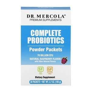 Dr. Mercola, Complete Probiotics Powder Packets, Natural Raspberry , 70 Billion CFU, 30 Packets, 0.12 oz (3.5 g) Each - Supply Center USA