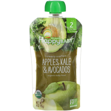 Happy Family Organics, Happy Baby, Organic Baby Food, 6+ Months, Apples, Kale & Avocados, 4 oz (113 g) - Supply Center USA