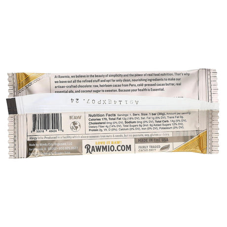 Rawmio, Essential Bar, Organic Raw Chocolate, 70% Cacao, Peppermint, 1.1 oz (30 g) - Supply Center USA