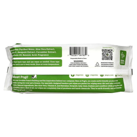 Pogi's Pet Supplies, Grooming Wipes, Green Tea Leaf, 100 Fresh Wipes - Supply Center USA