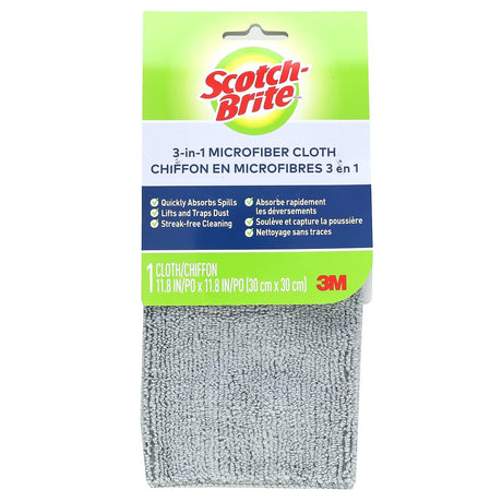 Scotch-Brite, 3-in-1 Microfiber Cloth, 1 Cloth - Supply Center USA