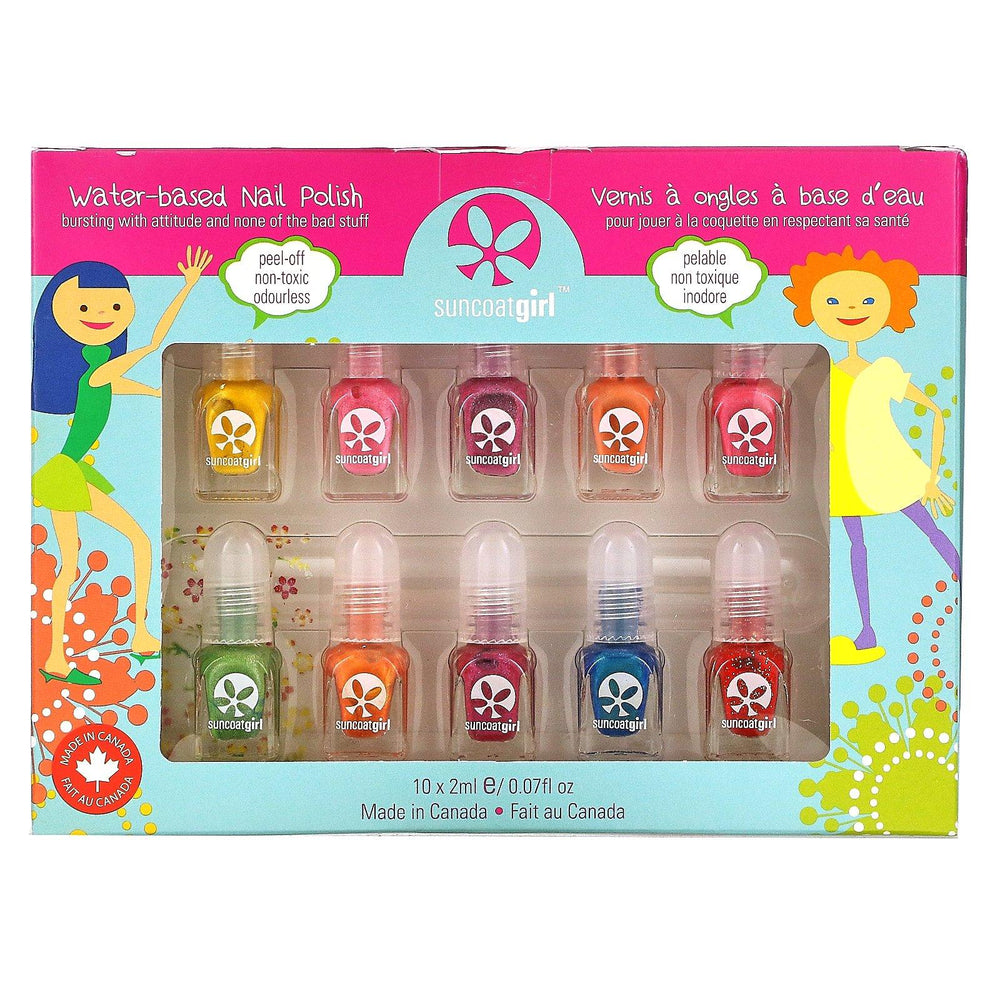 SuncoatGirl, Water-Based Nail Polish Kit, Party Palette, 10 Pieces - HealthCentralUSA