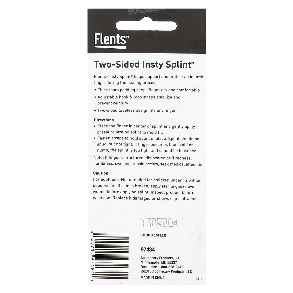 Flents, Two-Sided Insty Splint, L, 1 Finger Splint - Supply Center USA