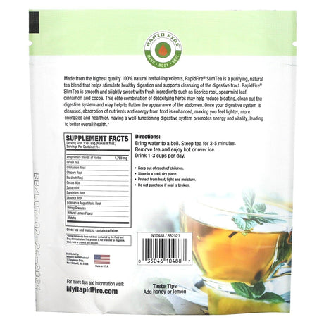 RAPIDFIRE, SlimTea, Herbal Teatox, Lemon, 14 Tea Bags - Supply Center USA