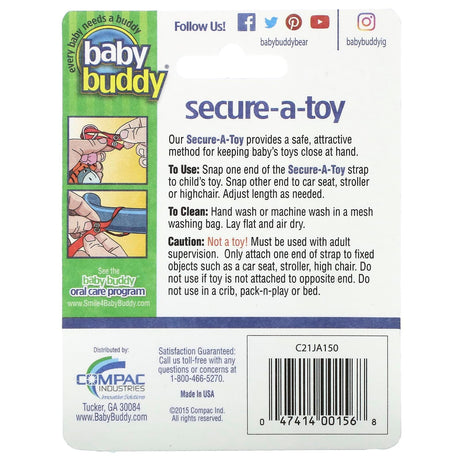 Baby Buddy, Secure-A-Toy, 4+ Months, Deep Blue & Sky Blue, 2 Straps - Supply Center USA