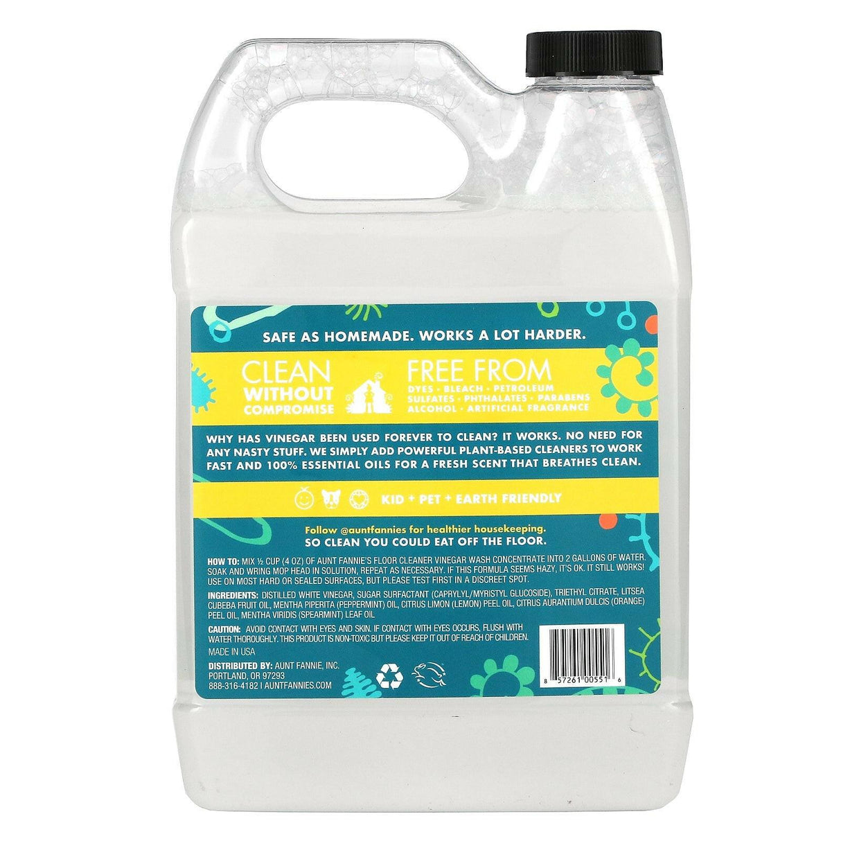 Aunt Fannie's, Floor Cleaner, Vinegar Wash Concentrate, Bright Lemon, 32 oz (946 ml) - Supply Center USA