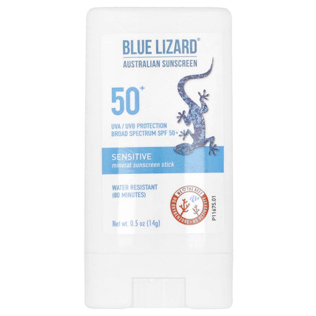 Blue Lizard Australian Sunscreen, Sensitive, Mineral Sunscreen Stick, SPF 50+, 0.5 oz (14 g) - Supply Center USA