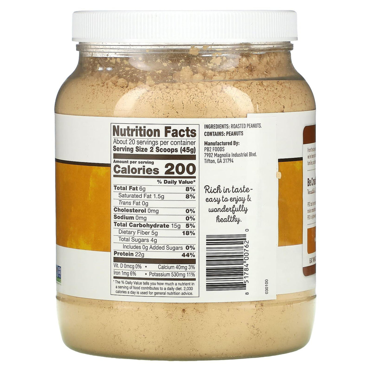 PB2 Foods, Pure Peanut Protein Plant Powder, 2 lbs ( 907 g) - Supply Center USA