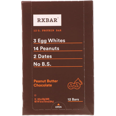 RXBAR, Protein Bar, Peanut Butter Chocolate, 12 Bars, 1.83 oz (52 g) Each - Supply Center USA