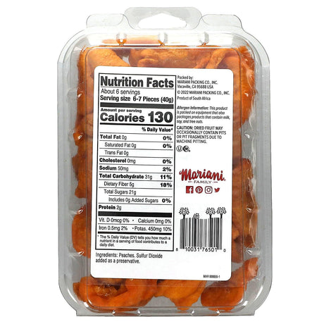 Mariani Dried Fruit, Dried Peaches, 8 oz (227 g) - Supply Center USA