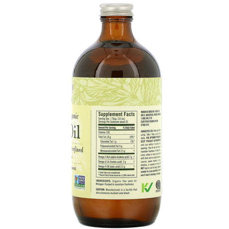 Flora, Certified Organic Flax Oil, 17 fl oz (500 ml) - Supply Center USA