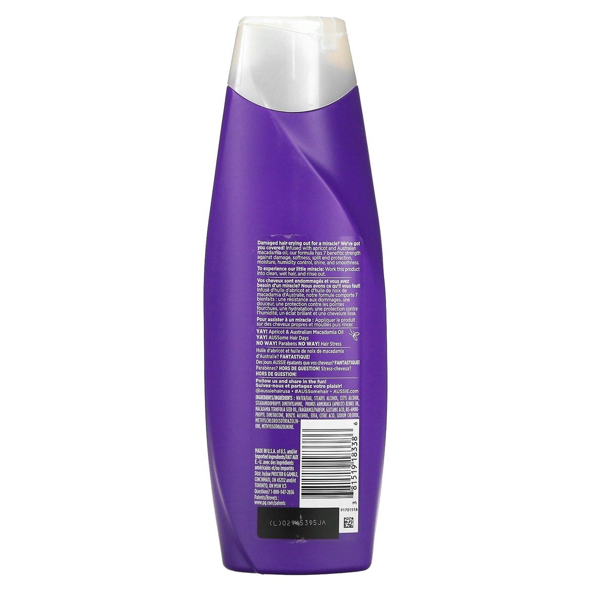 Aussie, Total Miracle 7N1 Conditioner, with Apricot & Australian Macadamia Oil, 12.1 fl oz (360 ml)