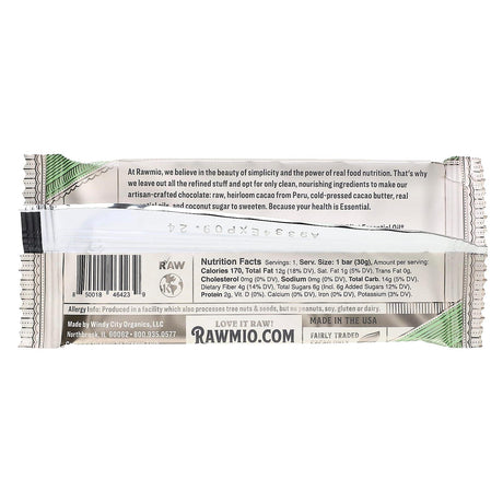 Rawmio, Essential Bar, Organic Raw Chocolate, 70% Cacao, Peppermint, 1.1 oz (30 g) - Supply Center USA