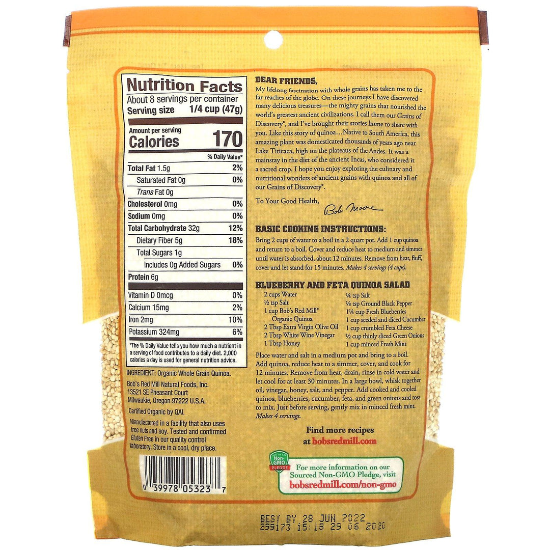 Bob's Red Mill, Organic Whole Grain Quinoa, 13 oz (369 g) - HealthCentralUSA