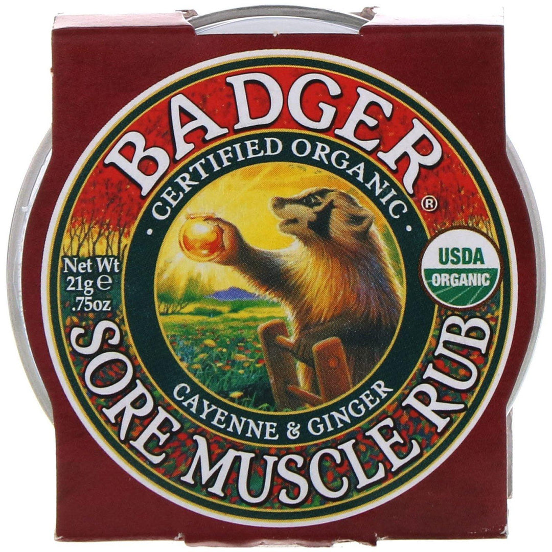 Badger Company, Sore Muscle Rub, Cayenne & Ginger, .75 oz (21 g) - HealthCentralUSA