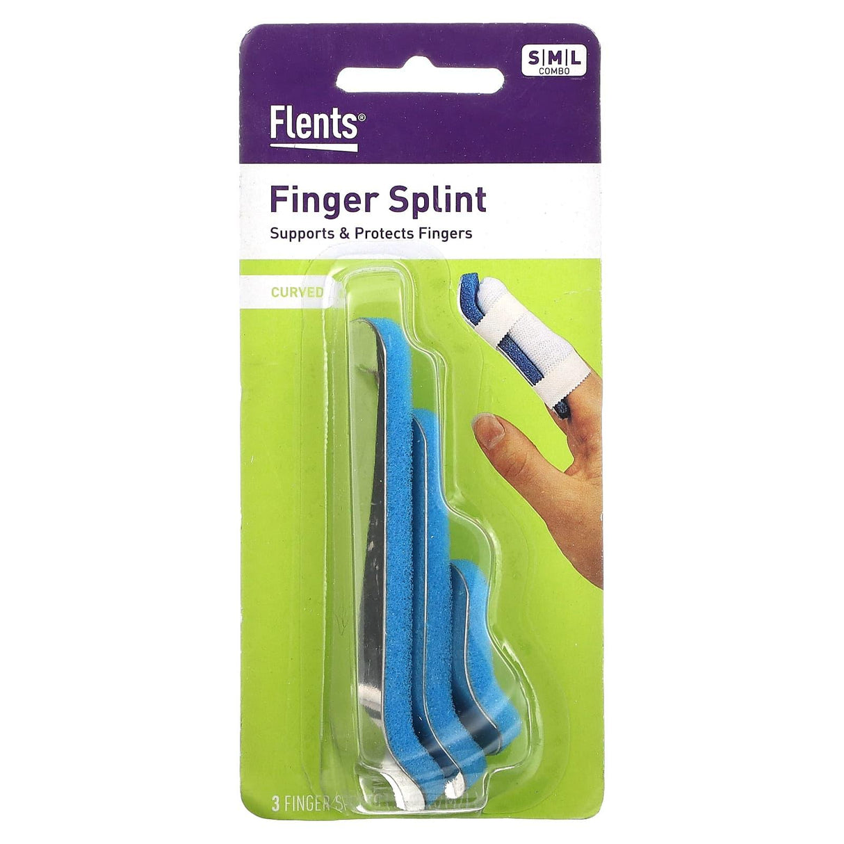 Flents, Finger Splint, Curved, S,M,L, 3 Piece Set - Supply Center USA