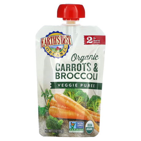 Earth's Best, Organic Veggie Puree, 6+ Months, Carrots & Broccoli, 3.5 oz (99 g) - Supply Center USA