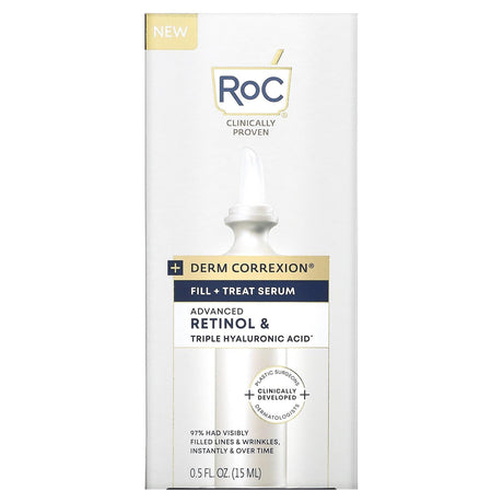 RoC, Derm Correxion, Fill + Treat Serum, Advanced Retinol & Triple Hyaluronic Acid, 0.5 fl oz (15 ml) - Supply Center USA