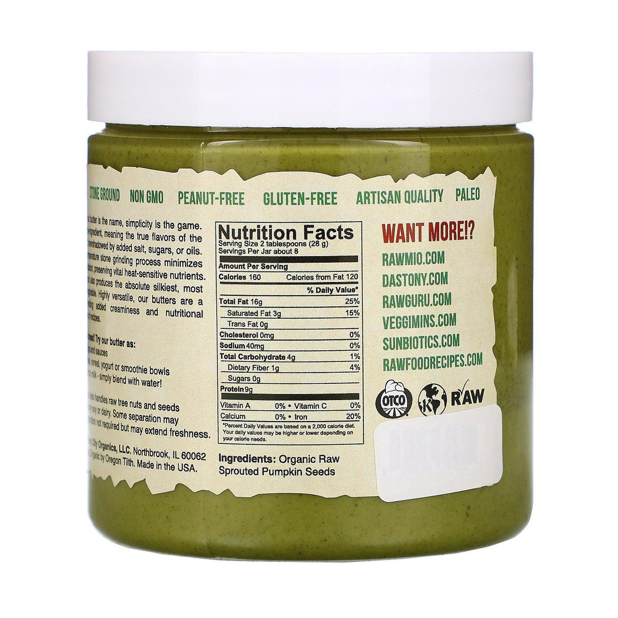 Dastony, Organic Sprouted Pumpkin Seed Butter, 8 oz (227 g) - Supply Center USA