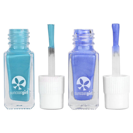 SuncoatGirl, Twinnies Nail Polish Duo Set, Creamy Turquoise & Shimmery Sky Blue, 2 Piece Set - Supply Center USA