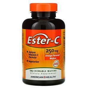 American Health, Ester-C, Orange , 250 mg, 125 Chewable Wafers - Supply Center USA