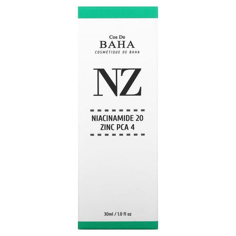 Cos De BAHA, NZ, Niacinamide 20 Zinc PCA 4, 1 fl oz (30 ml) - Supply Center USA